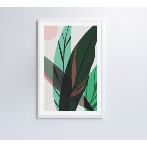 Quadro Pintura Folha Verde - 80x120 Cm - Adesivo Fotográfico