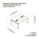 Ver imagem 3 de Estação de Trabalho Mesa Plataforma Escritório Dupla para 2 Pessoas com Caixa de Tomada Pé Painel Preto/Cinza