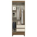 Ver imagem 2 de Guarda Roupa Solteiro Thales 3 Portas Bater 2 Gavetas MDP Jequitibá-Off Mpozenato 70cm
