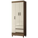 Ver imagem 5 de Guarda Roupa Solteiro Thales 3 Portas Bater 2 Gavetas MDP Jequitibá-Off Mpozenato 70cm