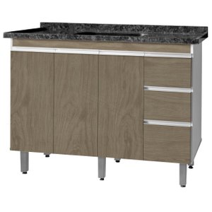 Gabinete Para Pia de 1.20 Metro balcão 100% MDF com Puxador em Alumínio inteiro chapa de 15mm ultima