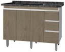 Ver imagem 1 de Gabinete Para Pia de 1.20 Metro balcão 100% MDF com Puxador em Alumínio inteiro chapa de 15mm ultima