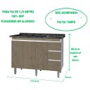 Ver imagem 3 de Gabinete Para Pia de 1.20 Metro balcão 100% MDF com Puxador em Alumínio inteiro chapa de 15mm ultima
