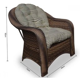 Conjunto de Poltronas Fibra Sintética Janaína - 2 Poltronas + 1 Mesa Centro - Tecido Cabanas - 2