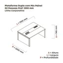 Ver imagem 3 de Estação de Trabalho Mesa Plataforma Escritório Dupla para 2 Pessoas com Caixa de Tomada Pé Painel Bege/Nogueira Casablanca/Branco