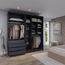 Ver imagem 4 de Guarda Roupa Casal 5 Portas 4 Gavetas Allen Preto Fosco