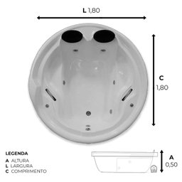 Banheira Redonda Veneza Completa com Hidro - 127v - 3
