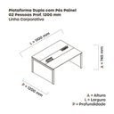 Ver imagem 3 de Estação de Trabalho Mesa Plataforma Escritório Dupla para 2 Pessoas com Caixa de Tomada Pé Painel Cinza/Grafito