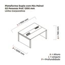 Ver imagem 3 de Estação de Trabalho Mesa Plataforma Escritório Dupla para 2 Pessoas com Caixa de Tomada Pé Painel Marrom/Noce Marromle/Grafito