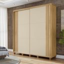 Ver imagem 1 de Guarda-Roupa Casal Monte Carlo com 2 Portas de Correr Ripada 4 Gavetas Internas e Maleiros Bege/Cinamomo/Off White