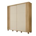 Ver imagem 2 de Guarda-Roupa Casal Monte Carlo com 2 Portas de Correr Ripada 4 Gavetas Internas e Maleiros Bege/Cinamomo/Off White