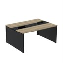 Ver imagem 1 de Estação de Trabalho Mesa Plataforma Escritório Dupla para 2 Pessoas com Caixa de Tomada Pé Painel Marrom/Noce Marromle/Preto
