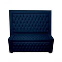 Ver imagem 1 de Kit Cabeceira de Cama Box e Calçadeira Baú Retro Capitonê Botão Encapados King 195 Cm Suede Azul