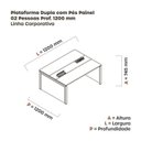 Ver imagem 3 de Estação de Trabalho Mesa Plataforma Escritório Dupla para 2 Pessoas com Caixa de Tomada Pé Painel Bege/Nogueira Casablanca/Preto