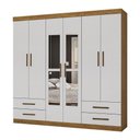 Ver imagem 2 de Guarda Roupa Casal Lu 6 Portas 4 Gavetas com Espelho Carioca Cinamomo com Off White