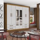 Ver imagem 1 de Guarda Roupa Casal Lu 6 Portas 4 Gavetas com Espelho Carioca Cinamomo com Off White