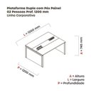 Ver imagem 3 de Estação de Trabalho Mesa Plataforma Escritório Dupla para 2 Pessoas com Caixa de Tomada Pé Painel Branco