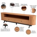 Ver imagem 4 de Rack para Sala de Estar Tv 60 Pol Orgânico 220cm Penina D03 Freijó Preto Fosco - Lyam Decor