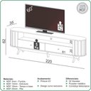Ver imagem 2 de Rack para Sala de Estar Tv 60 Pol Orgânico 220cm Penina D03 Freijó Preto Fosco - Lyam Decor