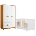 Ver imagem 1 de Berço com Guarda Roupa Life 2217 3 Portas MDF Branco Cinamomo Albatroz Móveis
