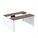 Ver imagem 1 de Estação de Trabalho Mesa Plataforma Escritório Dupla para 2 Pessoas com Caixa de Tomada Pé Painel Marrom/Walnut/Branco