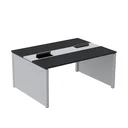 Ver imagem 1 de Estação de Trabalho Mesa Plataforma Escritório Dupla para 2 Pessoas com Caixa de Tomada Pé Painel Preto/Cinza