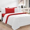 Kit Edredom + Jogo de Lençol 100% Algodão Gran Moratta 7 Peças King Branco-vermelho - 1