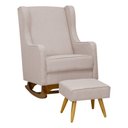 Ver imagem 1 de Poltrona de Amamentação Sofia C/ Balanço Puff Bebê Completo: Tb 196 Linho Rose