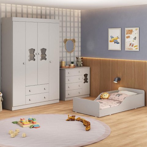 Quarto Infantil Completo com Minicama Montessoriana e Colchão Incluso Teddy Multimóveis MP4901 Off