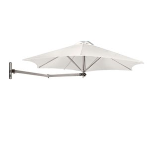 Ombrelone Parede 3m Estrutura Alumínio Cobertura Tecido Uv:branco/alumínio Anodizado Natural
