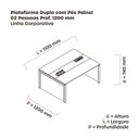 Ver imagem 3 de Estação de Trabalho Mesa Plataforma Escritório Dupla para 2 Pessoas com Caixa de Tomada Pé Painel Cinza/Preto