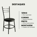Ver imagem 4 de 2 Cadeira Mesa de Jantar Cozinha Assento Estofado Estrutura Preto Liz:Preto