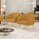 Ver imagem 2 de Poltrona Decorativa Pé Palito Natural Kit 2 Stella Bouclê Mostarda D03 - D'Rossi