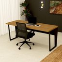 Ver imagem 1 de Mesa Escritório Diretor 1,80m X 0,70m Pés Metal 100% Mdf F5 Cor:freijó com Preto