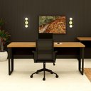 Ver imagem 3 de Mesa Escritório Diretor 1,80m X 0,70m Pés Metal 100% Mdf F5 Cor:freijó com Preto