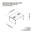 Ver imagem 3 de Estação de Trabalho Mesa Plataforma Escritório Dupla para 2 Pessoas com Caixa de Tomada Pé Painel Cinza/Branco