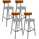 Ver imagem 1 de Kit 04 Banquetas Alta Cozinha Sala Jantar Aço Milão L02 Couríssimo Whisky Linho Bege - Lyam Decor