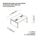 Ver imagem 3 de Estação de Trabalho Mesa Plataforma Escritório Dupla para 2 Pessoas com Caixa de Tomada Pé Painel Cinza/Grafito/Branco