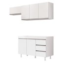 Ver imagem 1 de Cozinha Planejada Lux 3 Peças 100%mdf Balcão Gabinete sem Tampo 119cm 3 Gavetas Branco - Desk Design