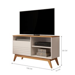 Rack Pequeno para Tv 32 Polegadas Wood Off White Nature Fenix Giga Móveis - 3