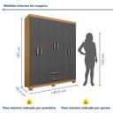 Ver imagem 3 de Guarda-Roupa Casal Itapema 6 Portas 2 Gavetas Cinza/Carvalho Americano/Grafite