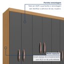 Ver imagem 5 de Guarda-Roupa Casal Itapema 6 Portas 2 Gavetas Cinza/Carvalho Americano/Grafite
