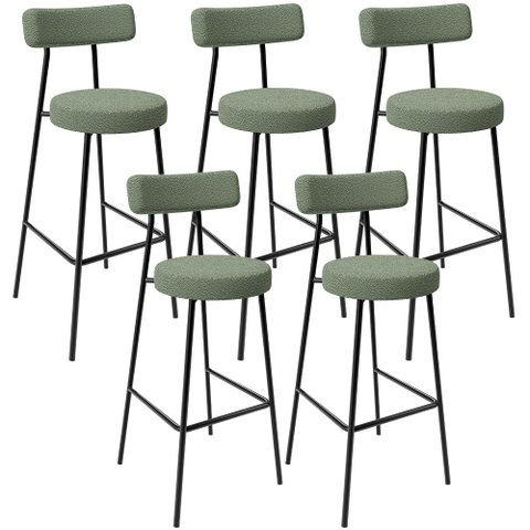 Kit 05 Banquetas Alta Bar Cozinha Sala De Jantar Estrutura Em Aço Milão L02 Bouclê Oliva - Lyam Deco