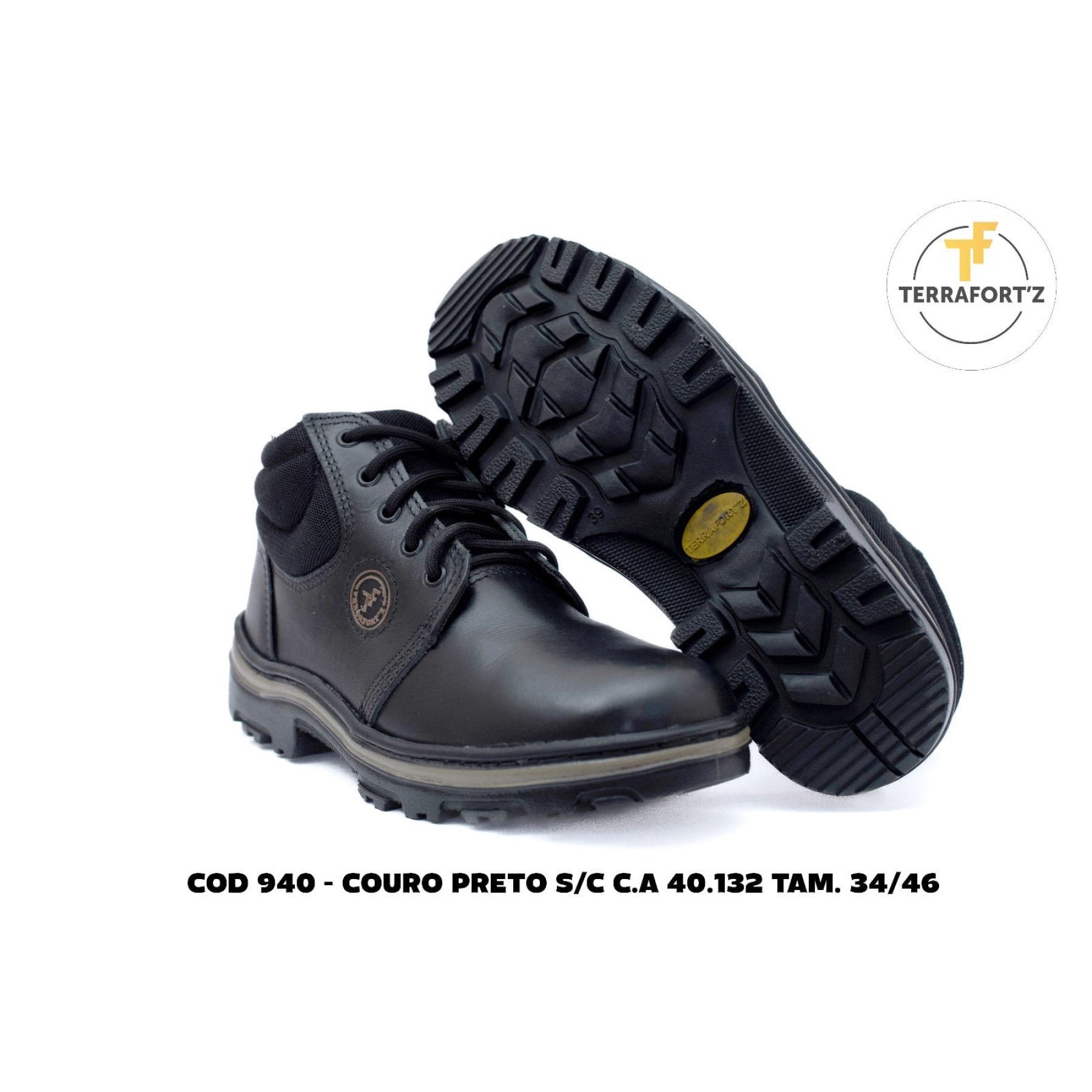 Botina de Amarrar Couro Preto Terra Fortz Cod. 940 - 2