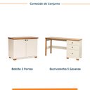 Ver imagem 2 de Conjunto 2 Peças Escrivaninha e Armário 2 Portas Pés em Madeira Maciça Ananda CabeCasa MadeiraOriginals Off White Mel