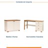Conjunto 2 Peças Escrivaninha e Armário 2 Portas Pés em Madeira Maciça Ananda CabeCasa MadeiraOriginals Off White Mel - 2
