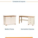 Ver imagem 2 de Conjunto 2 Peças Escrivaninha e Armário 2 Portas Pés em Madeira Maciça Ananda CabeCasa MadeiraOriginals Off White Mel Branco/Off-White 100% MDF