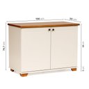 Ver imagem 3 de Conjunto 2 Peças Escrivaninha e Armário 2 Portas Pés em Madeira Maciça Ananda CabeCasa MadeiraOriginals Off White Mel