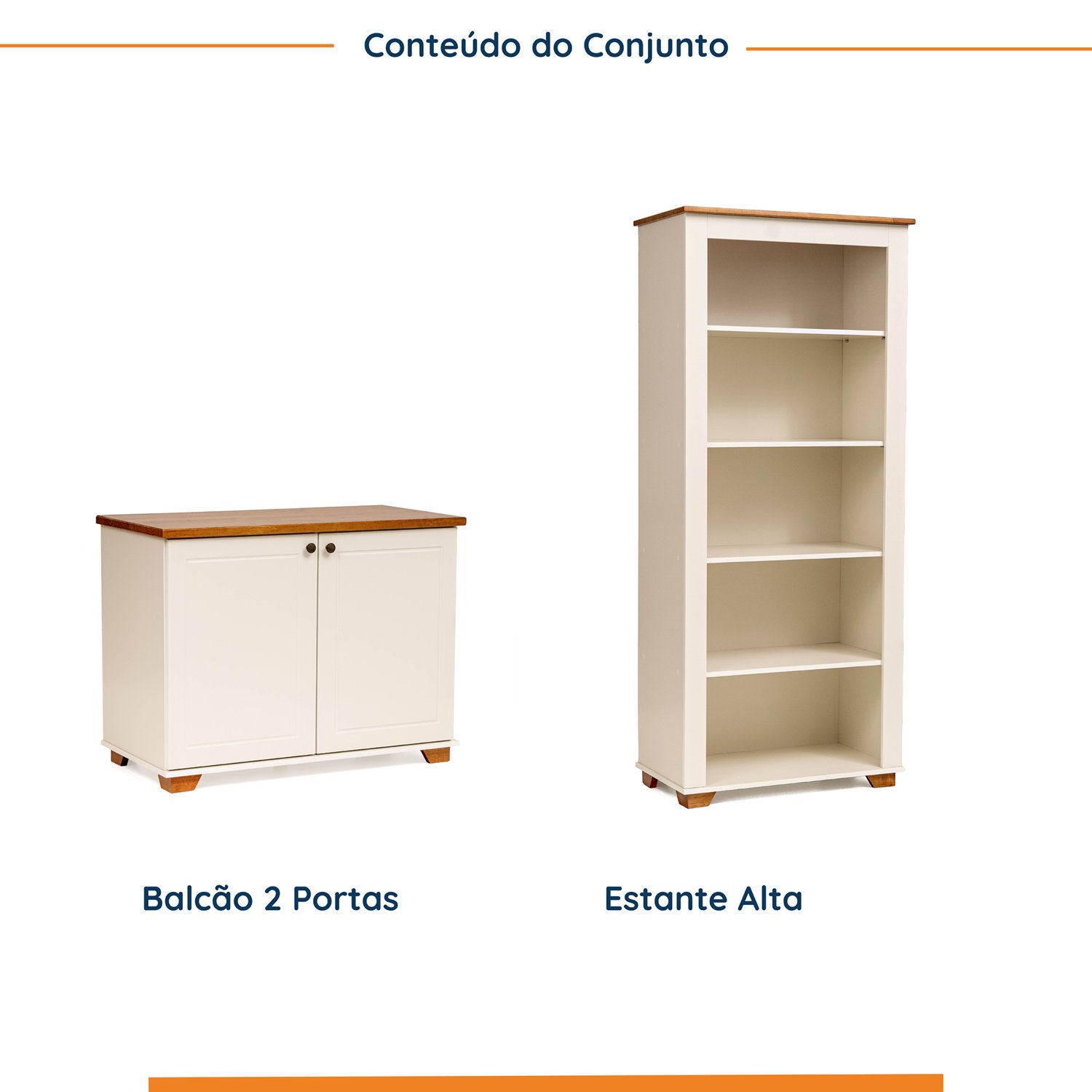 Kit 2 Peças com Armário Multiuso Baixo 2 Portas e Estante para Livros Ananda Cabecasa Madeiramadeira - 2