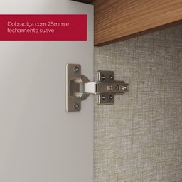 Armário Aéreo 2 Portas de Vidro 80cm Yasmin Nature Espresso Móveis - 6